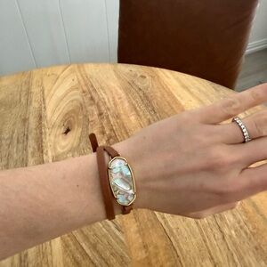Brown Leather Bracelet with Abalone Shell